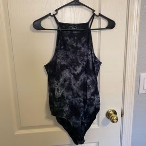 Black tie dye halter body suit